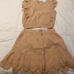Tan two piece skirt set